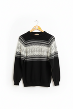 Llama Motif Alpaca Crewneck Sweater
