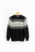 Llama Motif Alpaca Crewneck Sweater
