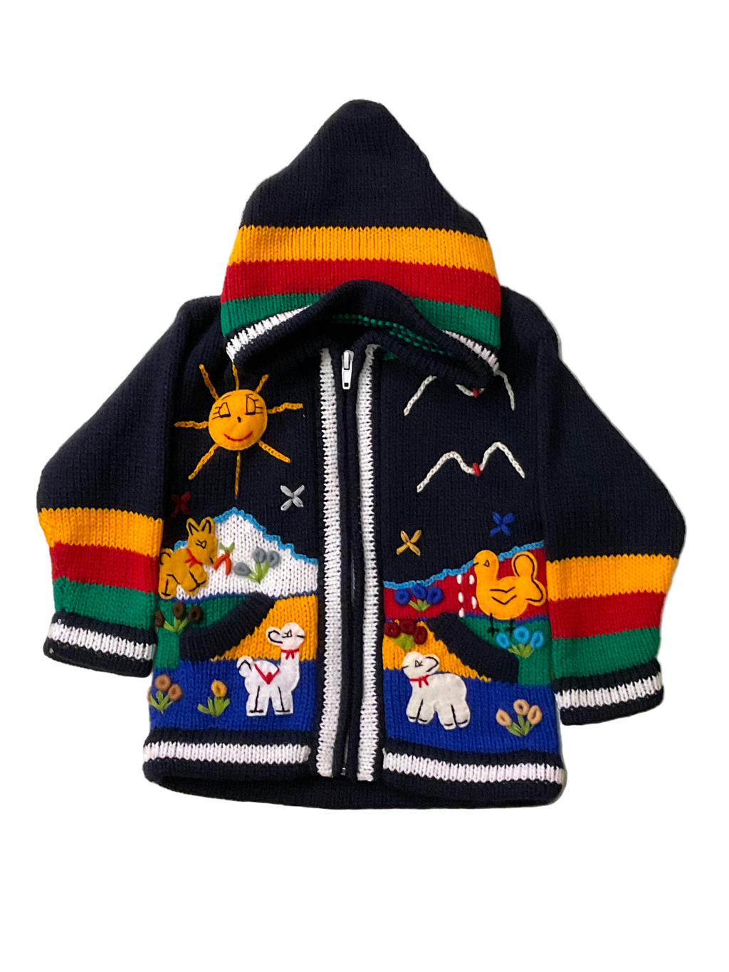 Suéter tipo cárdigan tejido a mano para niños