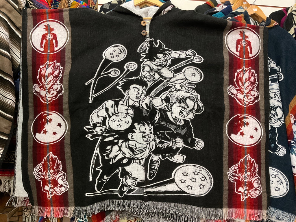 Alpaca Wool Poncho with Hood - Dragon Ball Z
