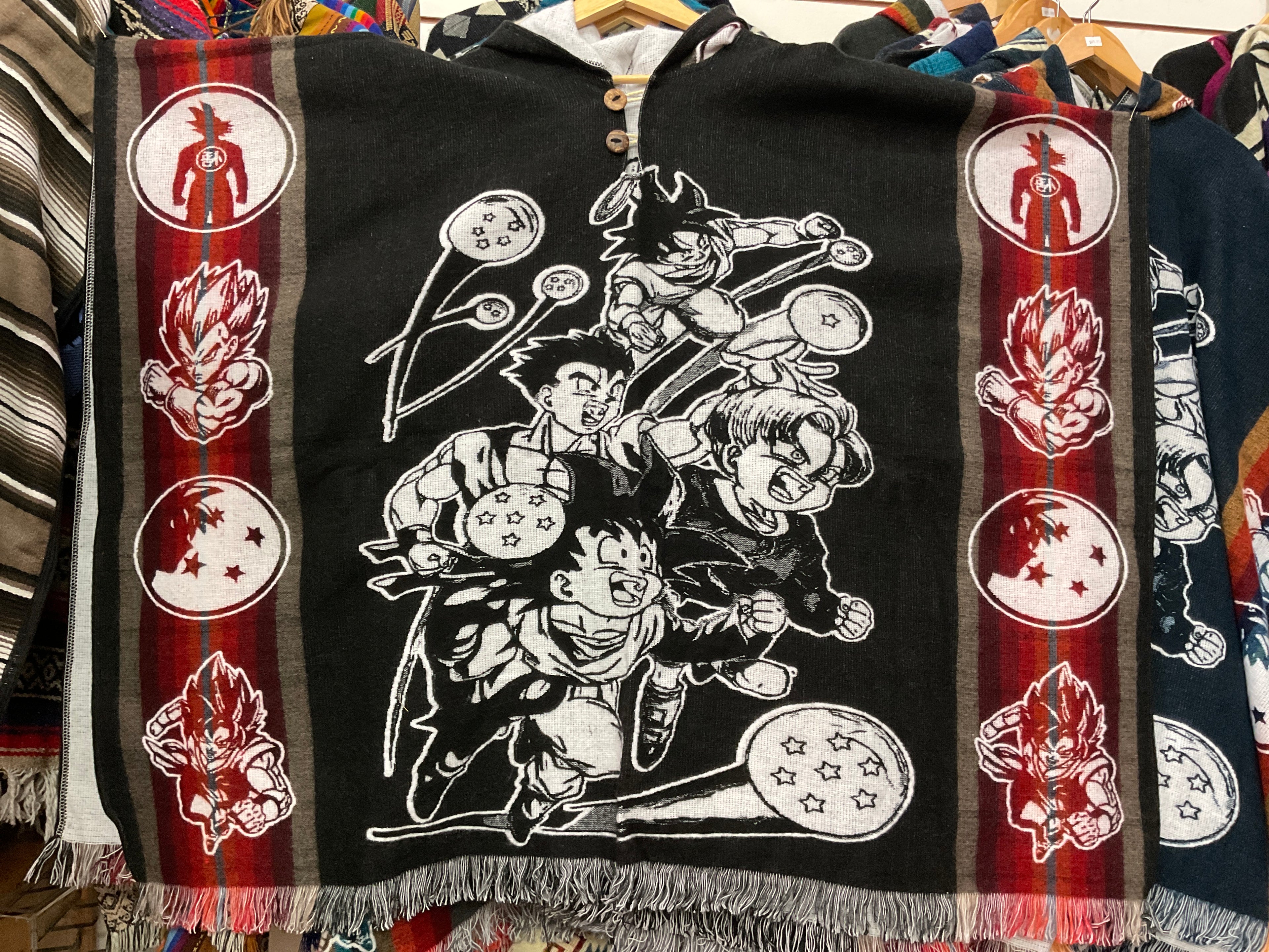 Alpaca Wool Poncho with Hood - Dragon Ball Z