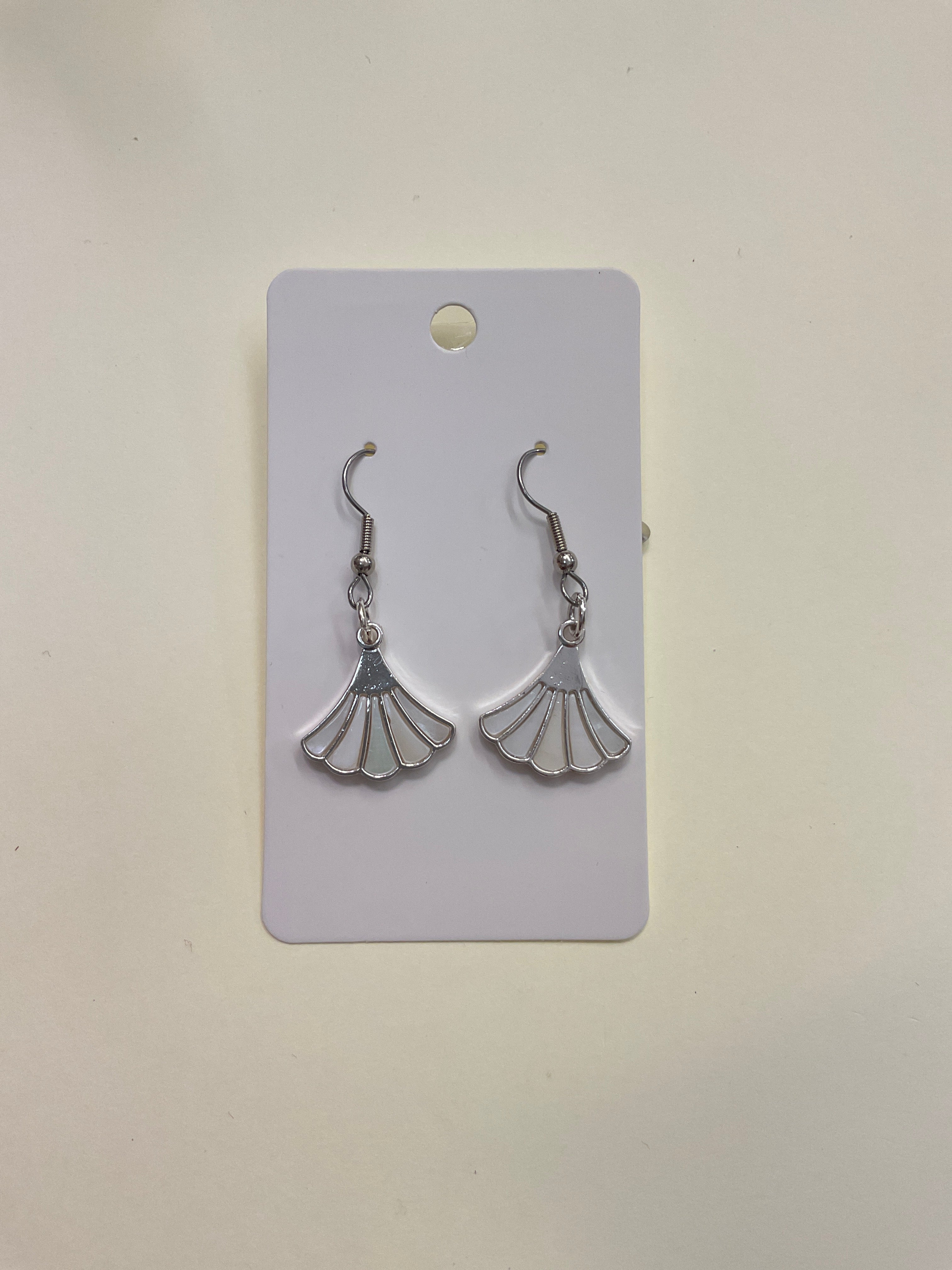 Silver-Tone Fan Shaped Dangle Earrings