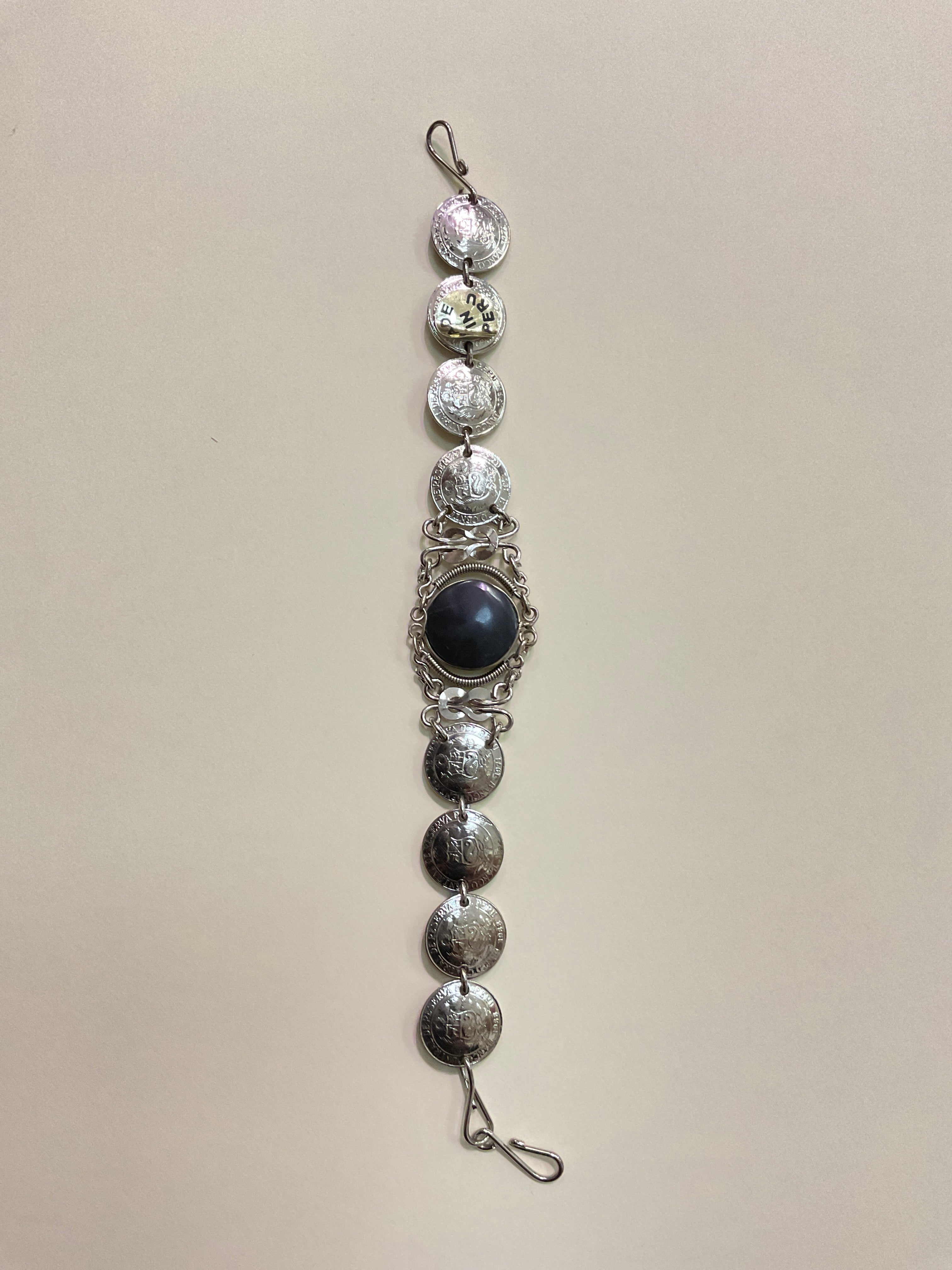 Peruvian Coin With Stone Bracelet