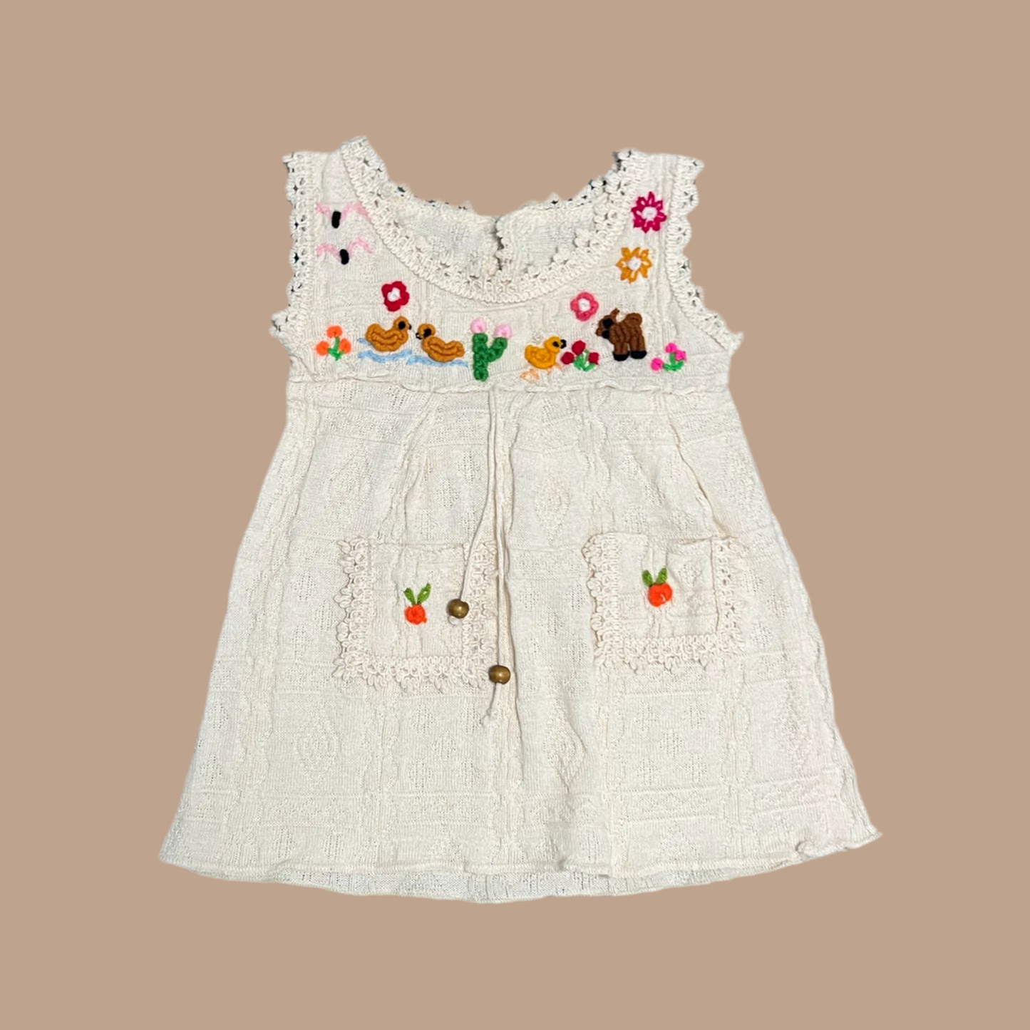 Girl's Hand-Embroidered Peruvian Cotton Dress