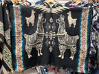 Alpaca Wool Poncho with Hood - Llamas