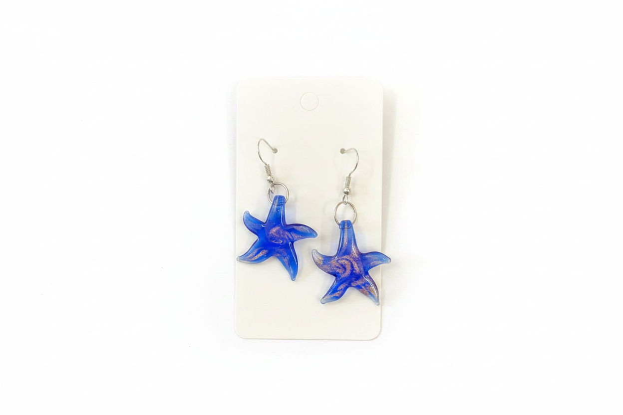 Pendientes de estrella de mar de cristal de Murano
