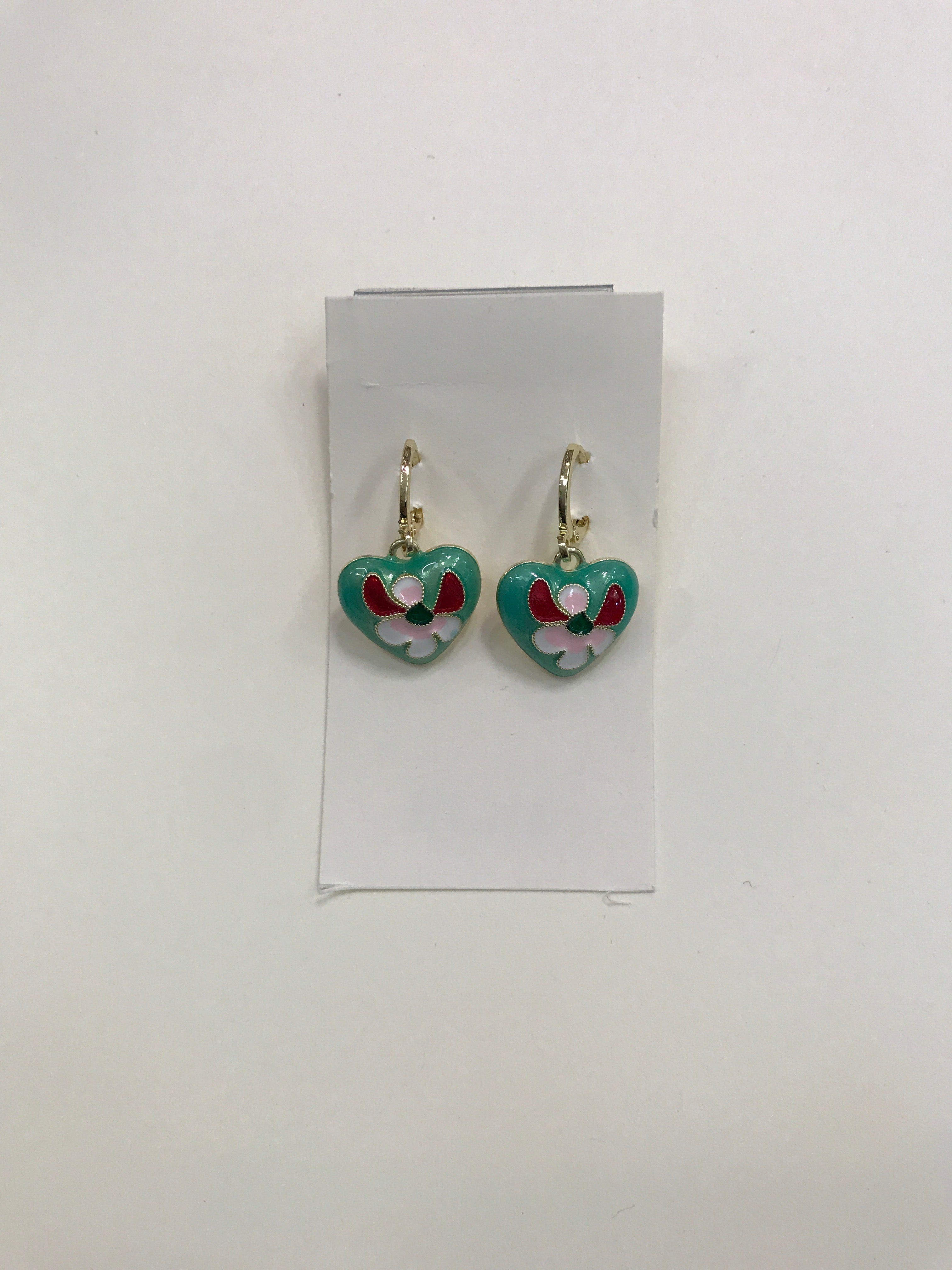 Green Heart Earrings