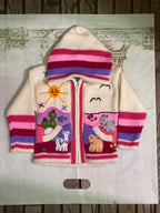 Suéter tipo cárdigan tejido a mano para niños