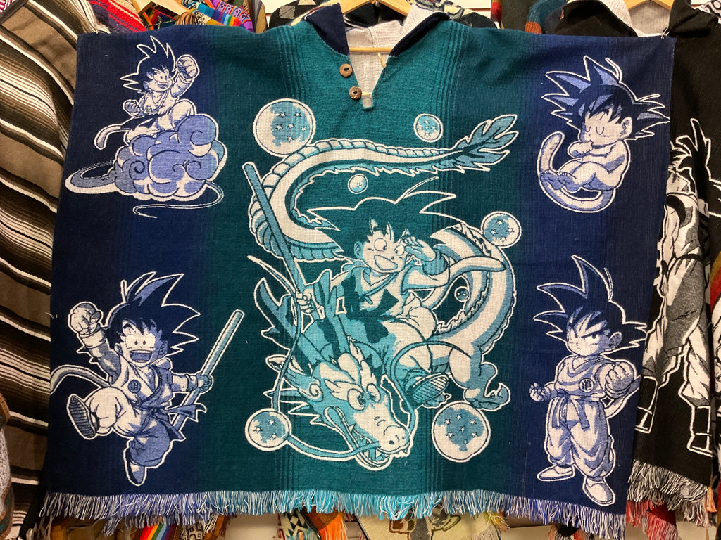Alpaca Wool Poncho with Hood - Dragon Ball Z