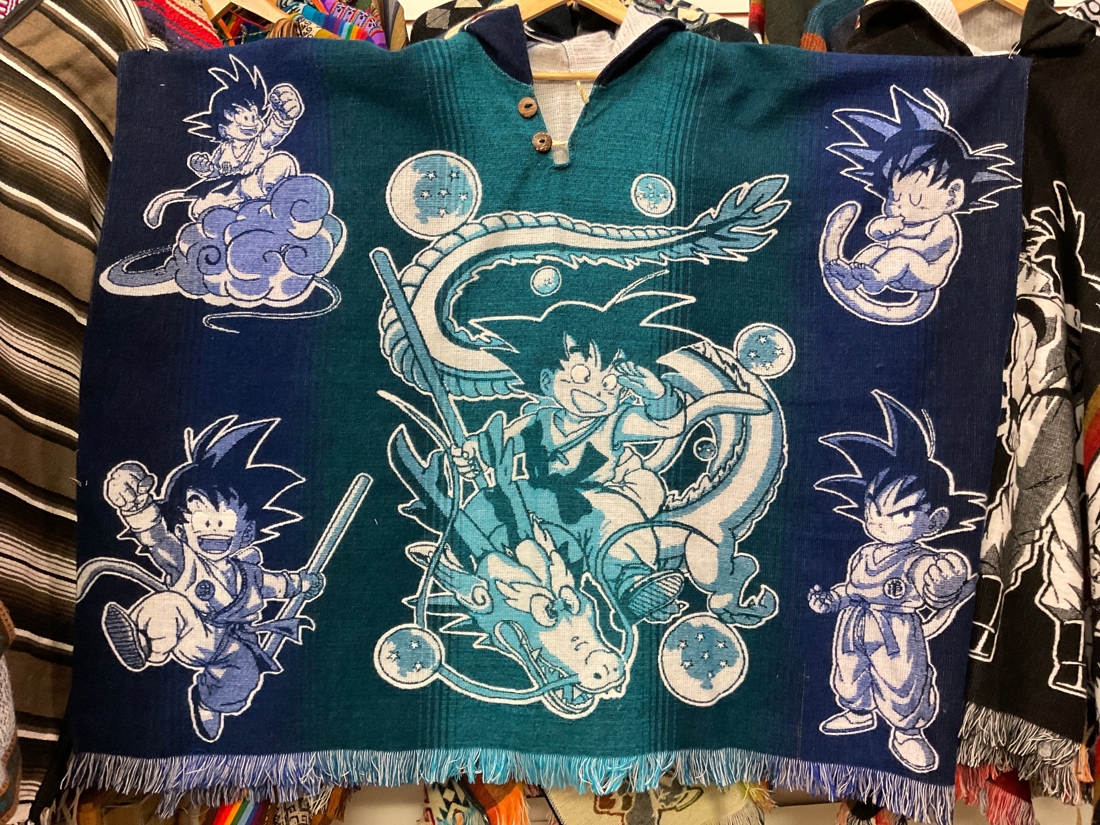 Alpaca Wool Poncho with Hood - Dragon Ball Z