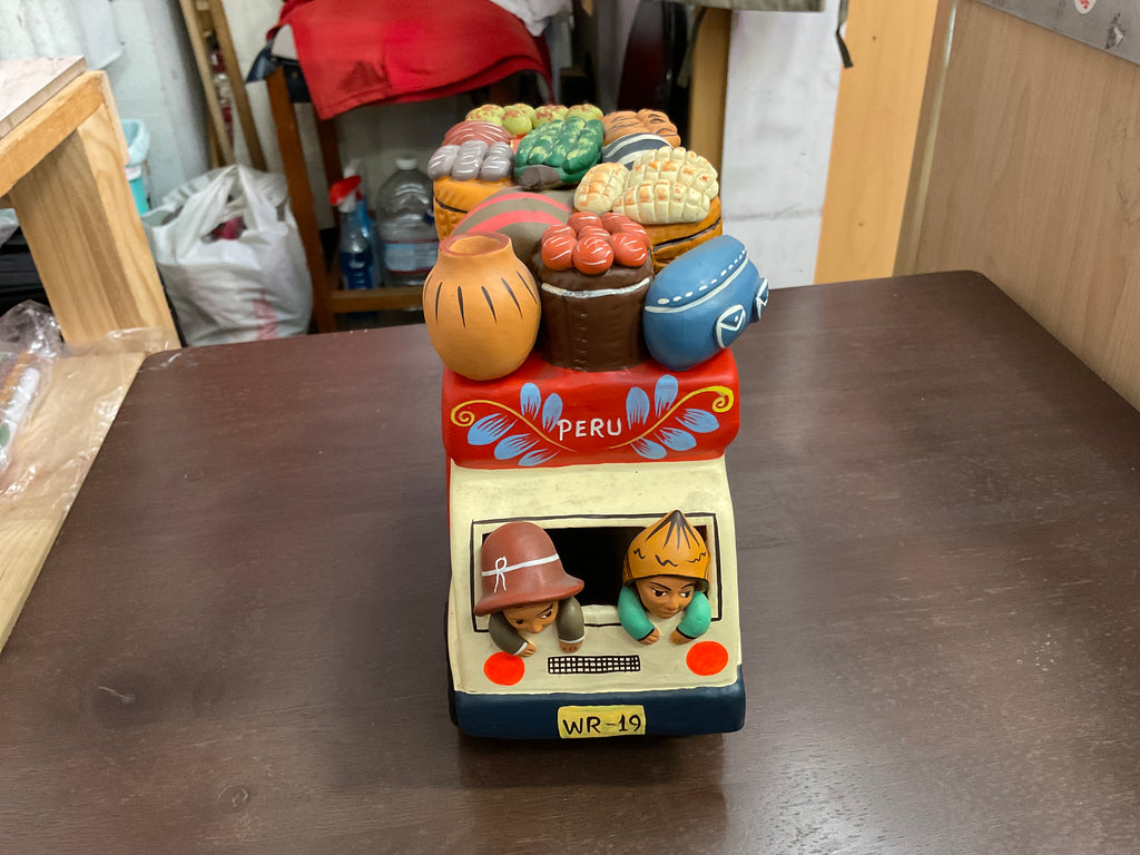 Peru Ceramic Clay Truck Folk Art Sculpture