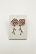Pink and Gold Flower Earrings