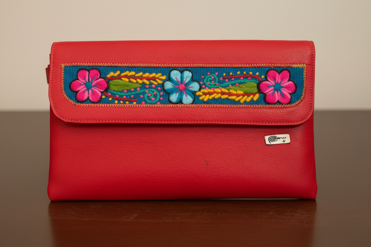 Suede Hand-made embroidered Purse