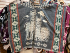 Alpaca Wool Poncho with Hood - Llamas