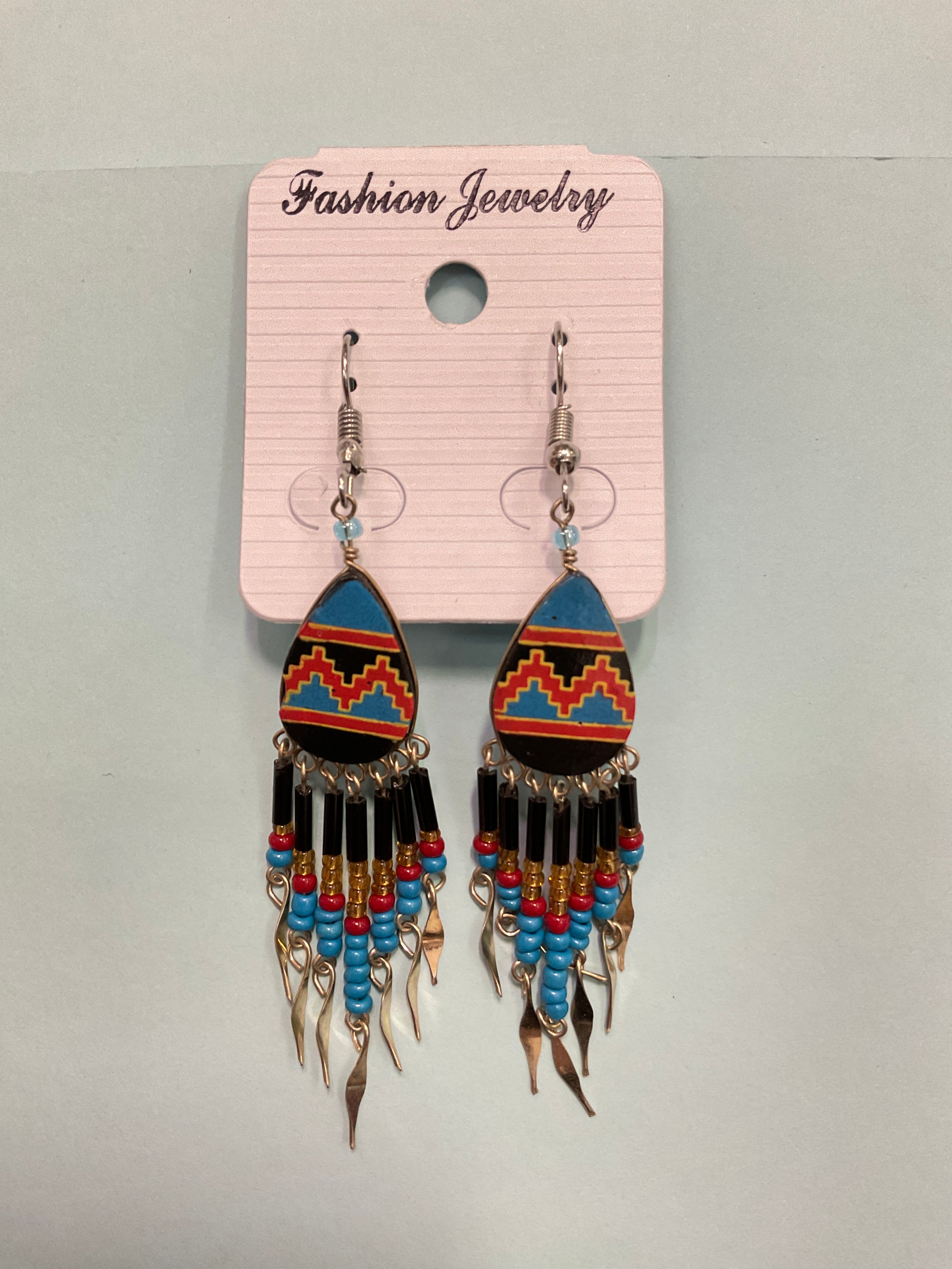 Hand Painted Tribal Earrings