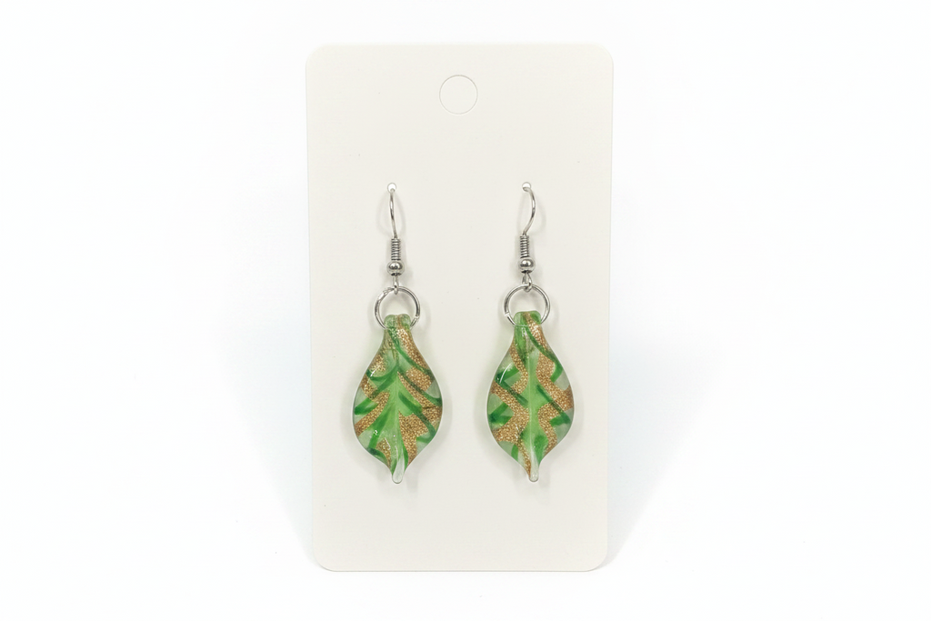 Pendientes de hoja de cristal de Murano