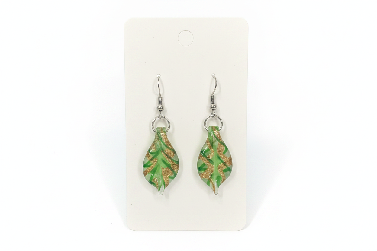 Pendientes de hoja de cristal de Murano