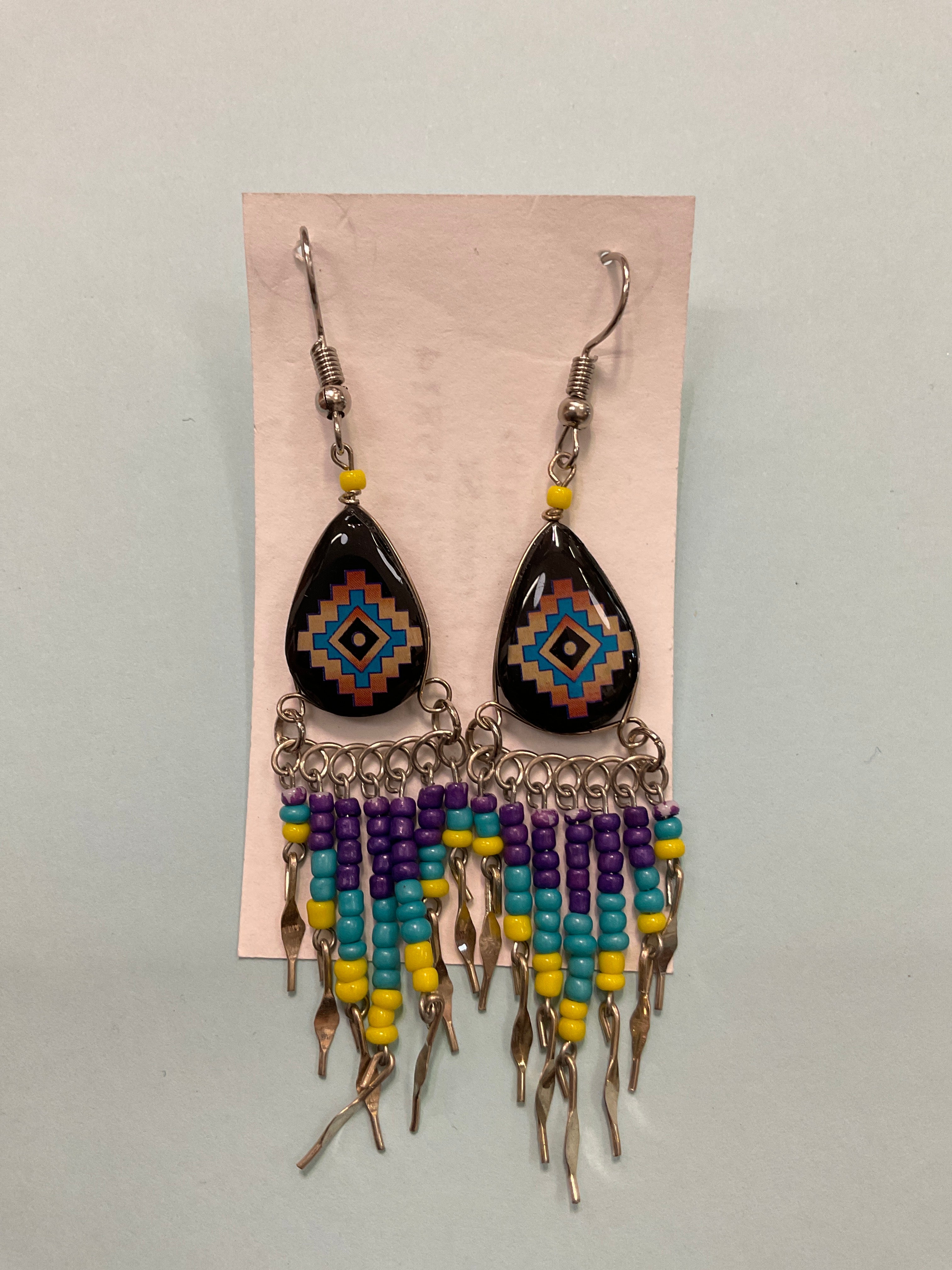 Hand Painted Tribal Earrings