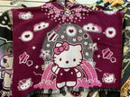 Youth Alpaca Wool Poncho with Hood - Hello Kitty