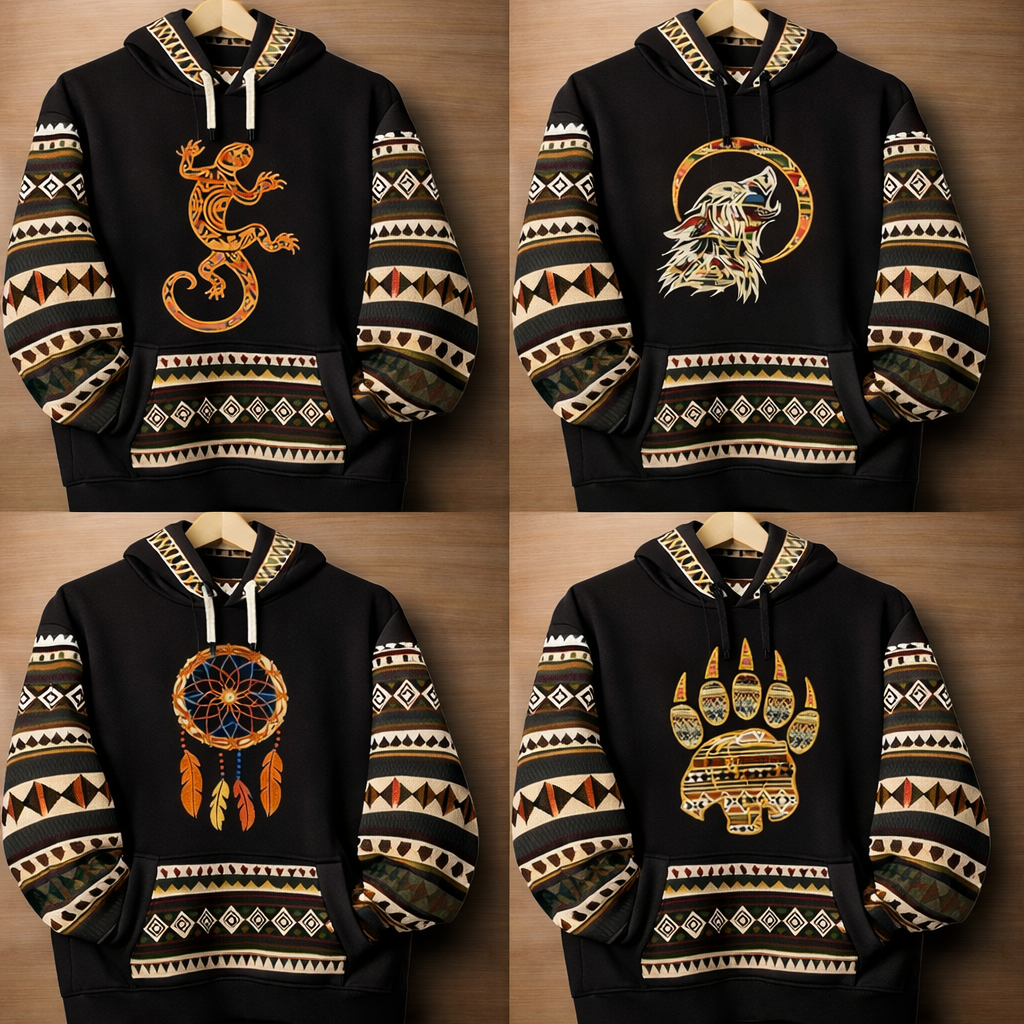 Unisex Native Hoodie with Andean Woven Accents