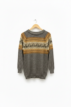 Llama Motif Alpaca Crewneck Sweater