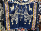 Alpaca Wool Poncho with Hood - Llamas