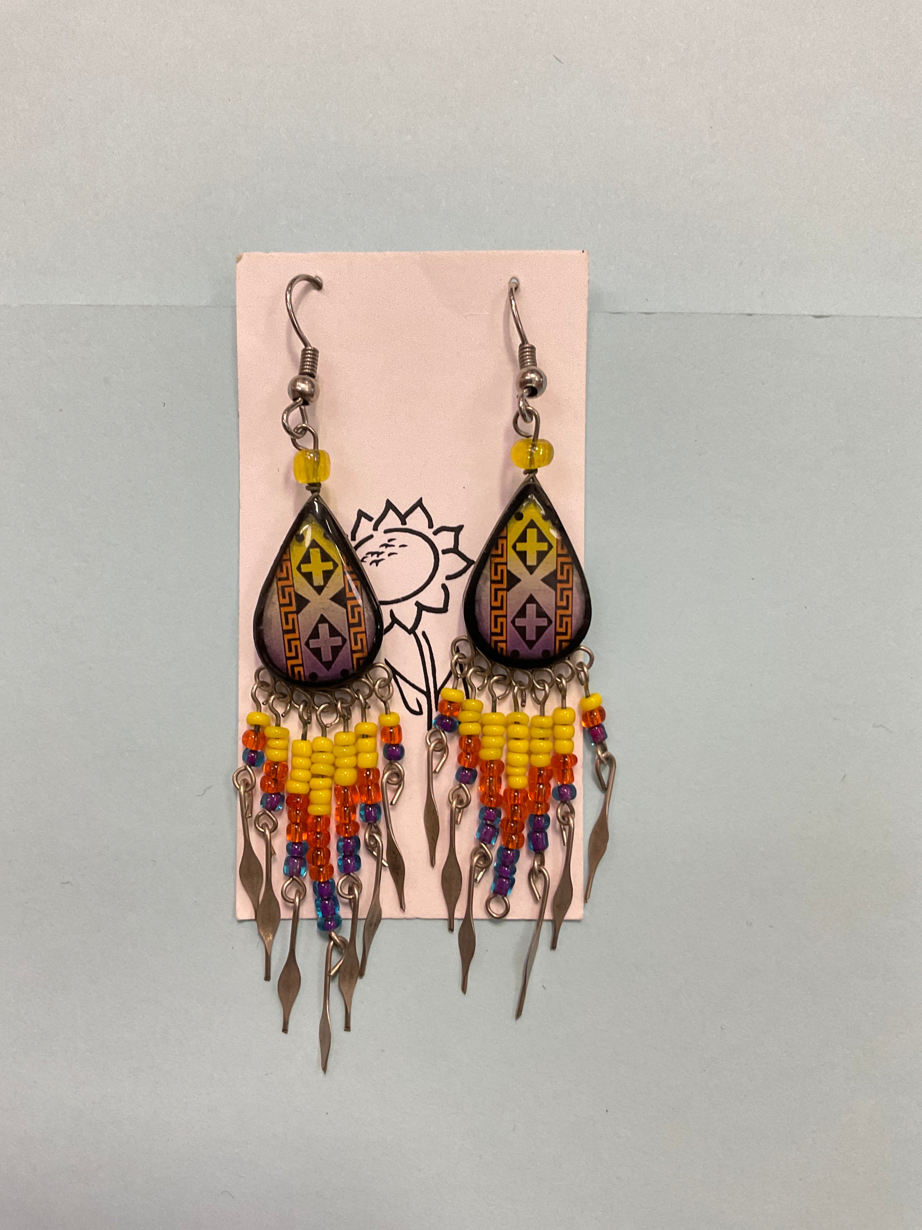 Hand Painted Tribal Earrings