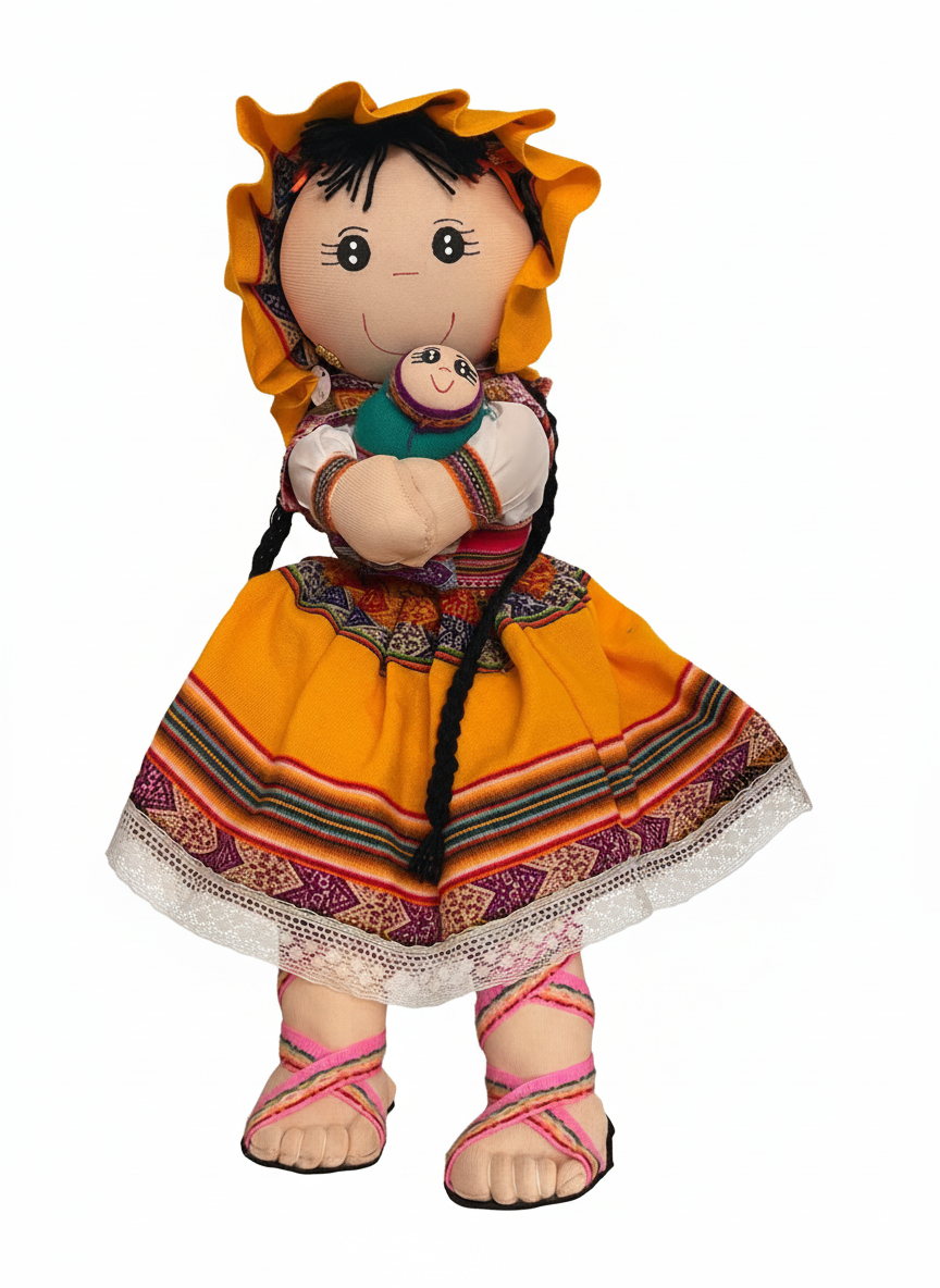 Muñeca peruana “Cusqueña” – Muñeca andina hecha a mano con bebé