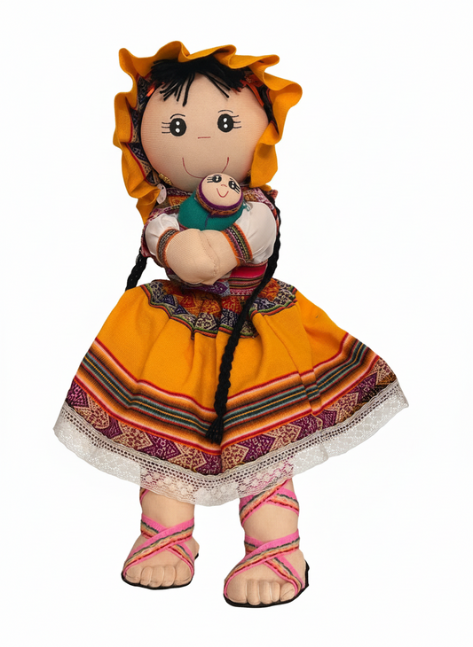 Peruvian “Cusqueña” Doll – Handmade Andean Doll with Baby