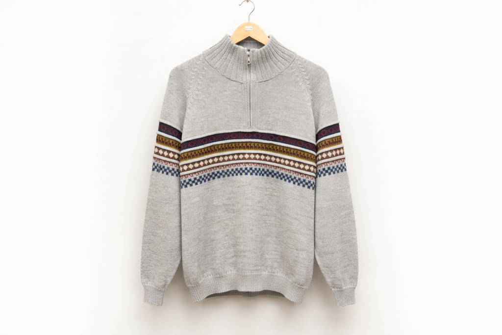 Quarter-Zip Baby Alpaca Cardigan Sweater