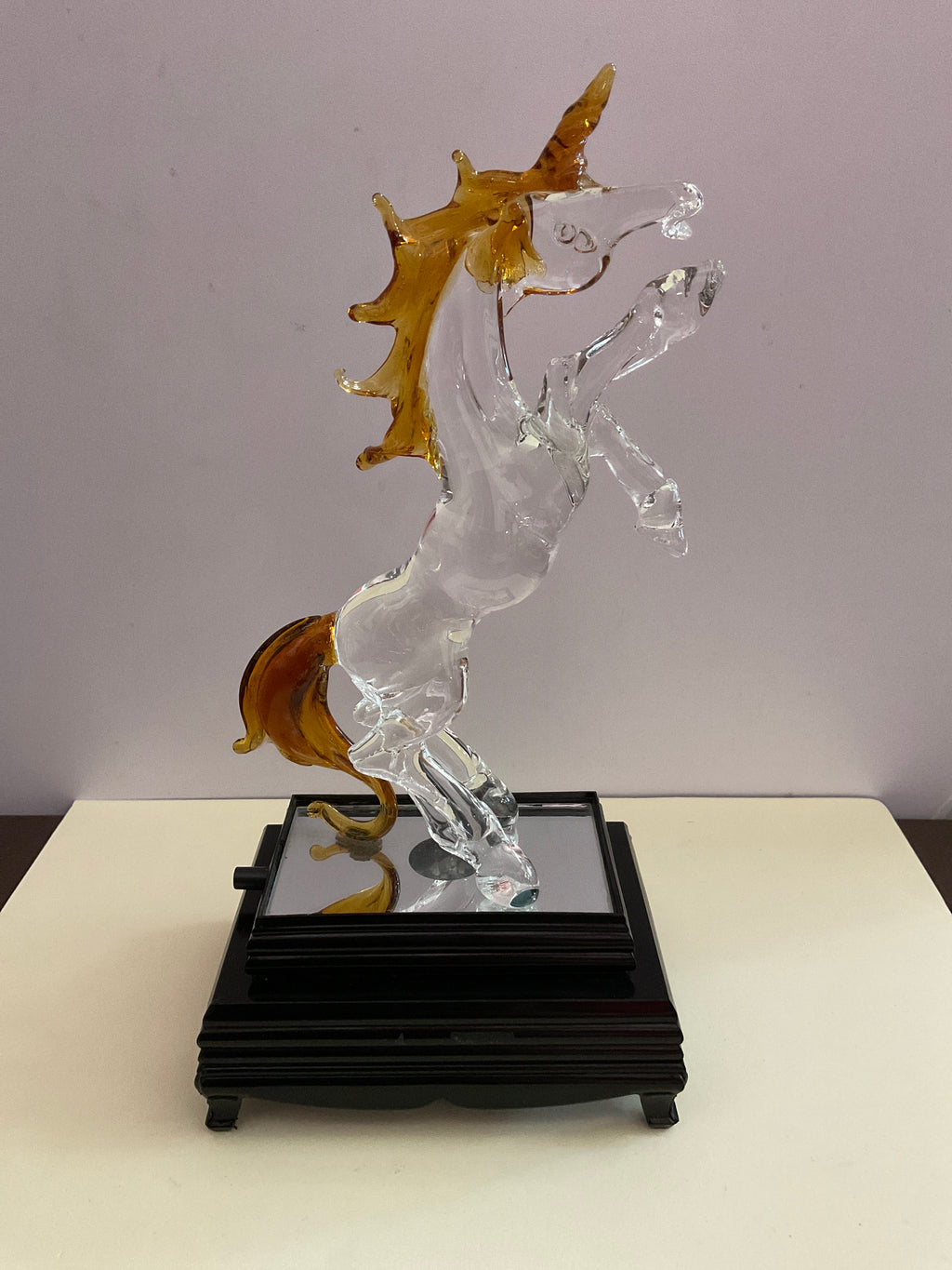 Led Glass Unicorn Statue