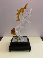 Led Glass Unicorn Statue