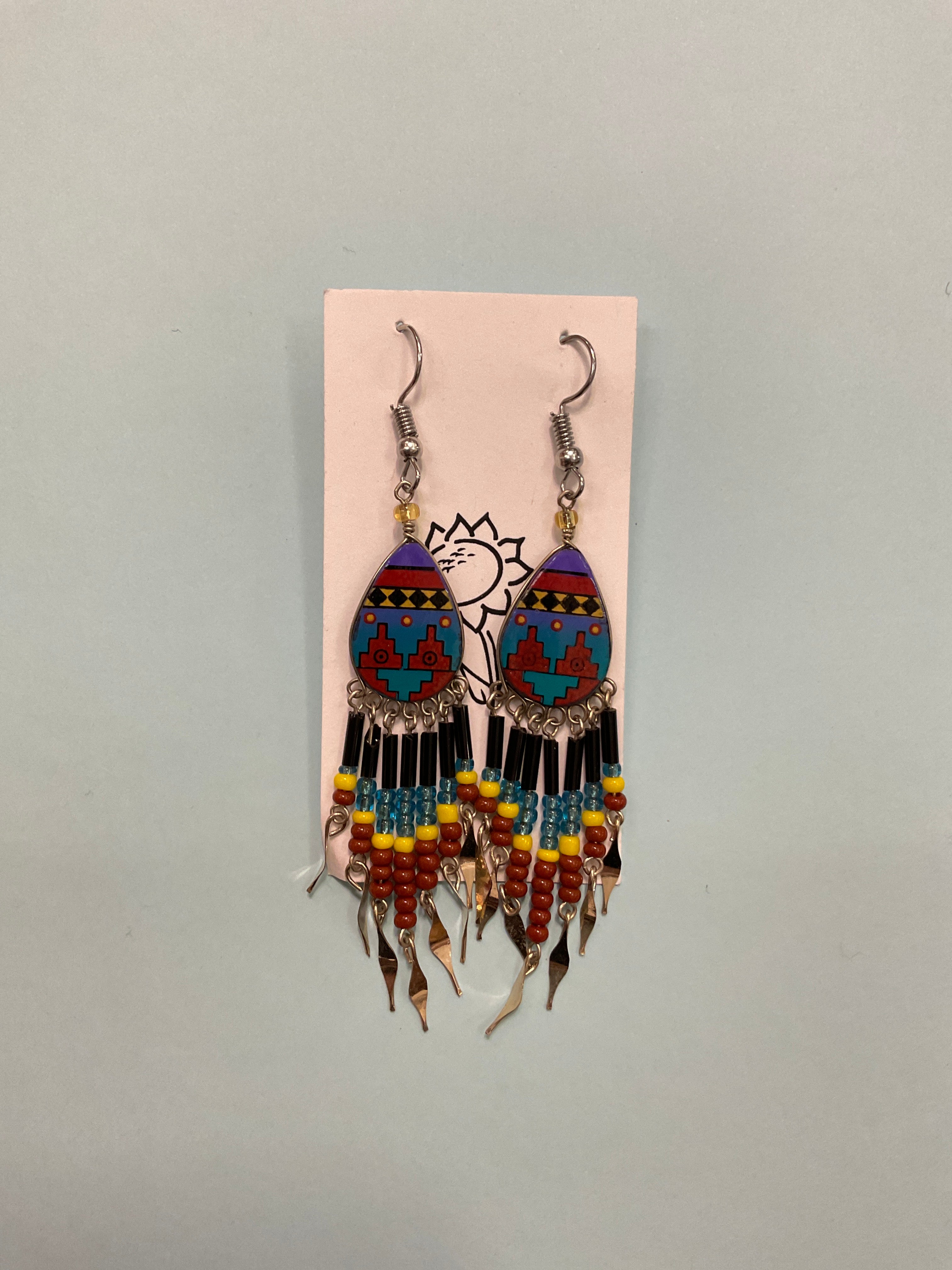 Hand Painted Tribal Earrings