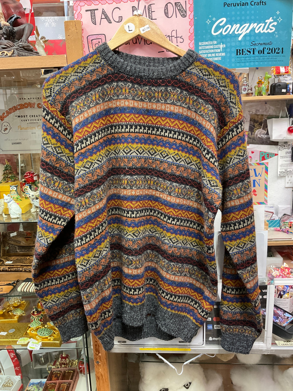 100% alpaca crewneck sweater