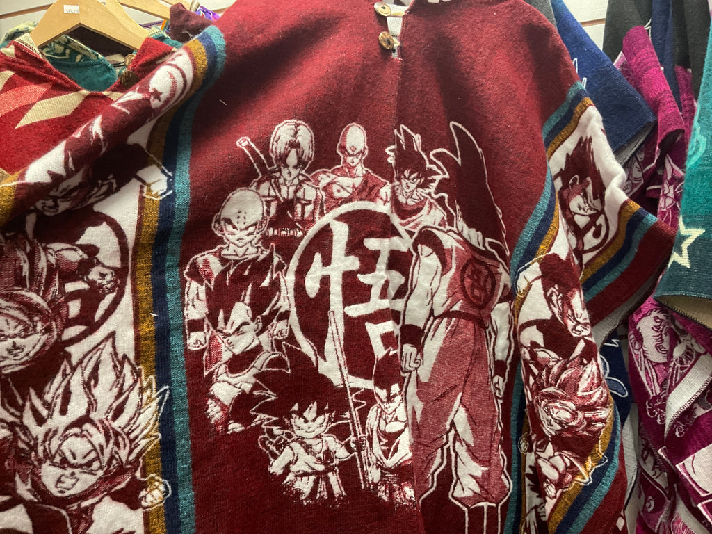 Alpaca Wool Poncho with Hood - Dragon Ball Z
