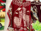 Alpaca Wool Poncho with Hood - Llamas