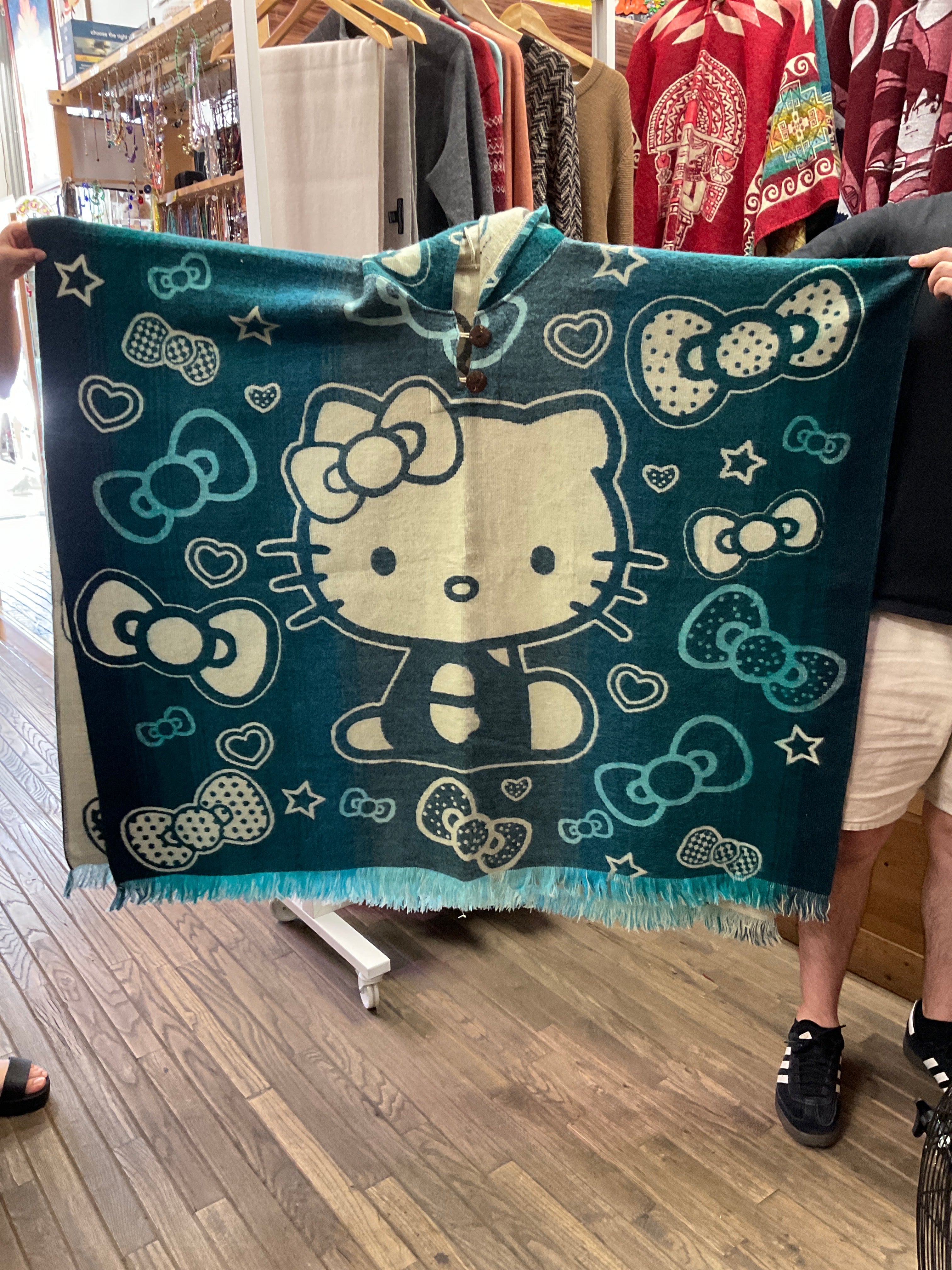 Alpaca Wool Poncho with Hood - Anime Collection - Kitty 2