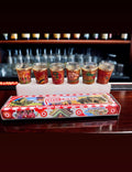 Leather-Wrapped Hand-Painted Shot Glass Set (6 Pieces)