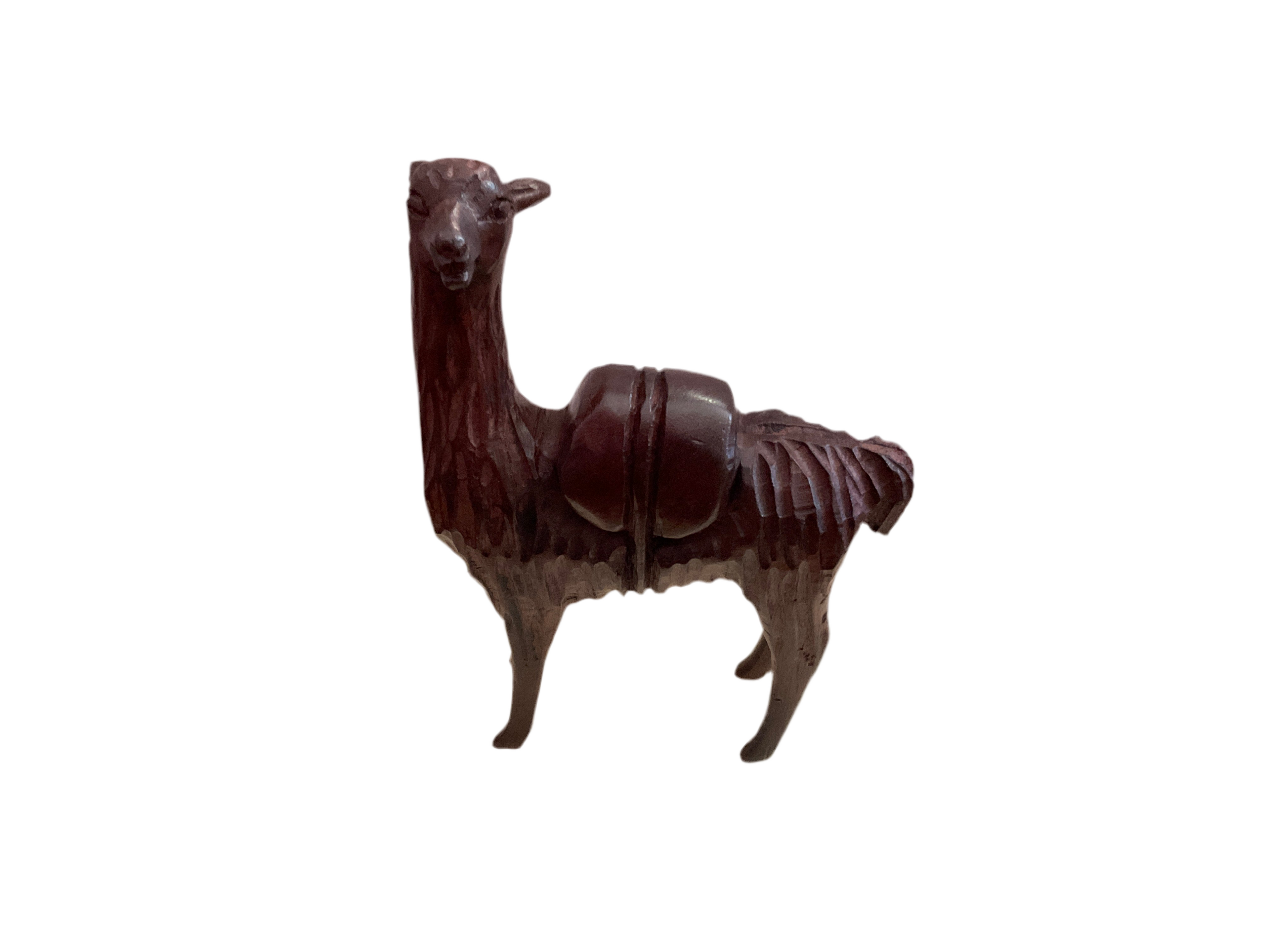 Mahogany Wood Carved Llama (20cm)