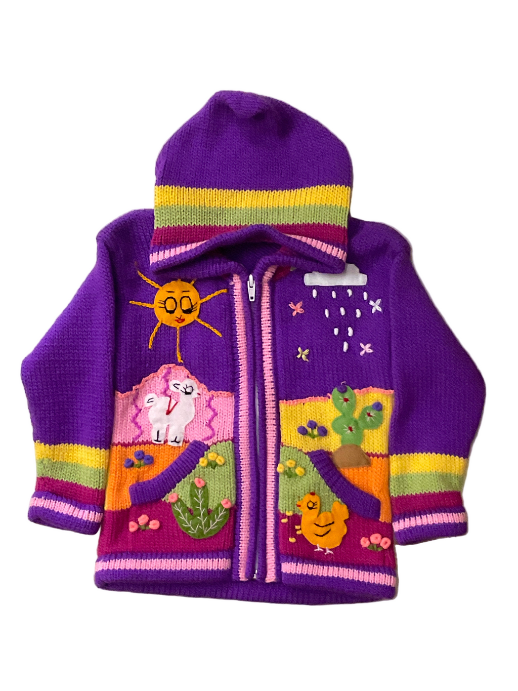 Suéter tipo cárdigan tejido a mano para niños