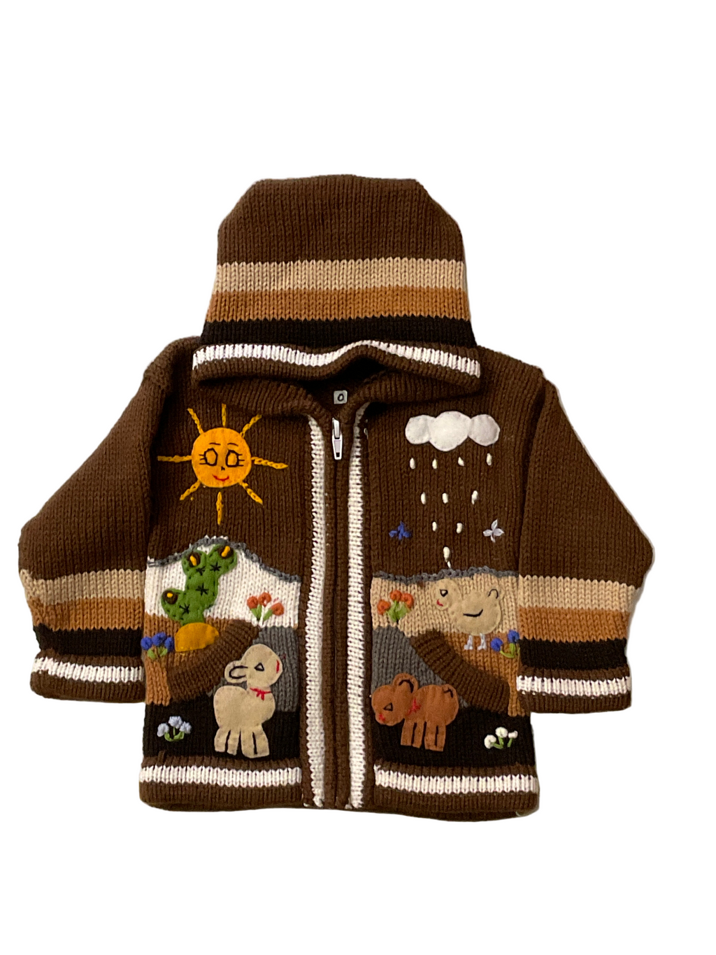 Suéter tipo cárdigan tejido a mano para niños