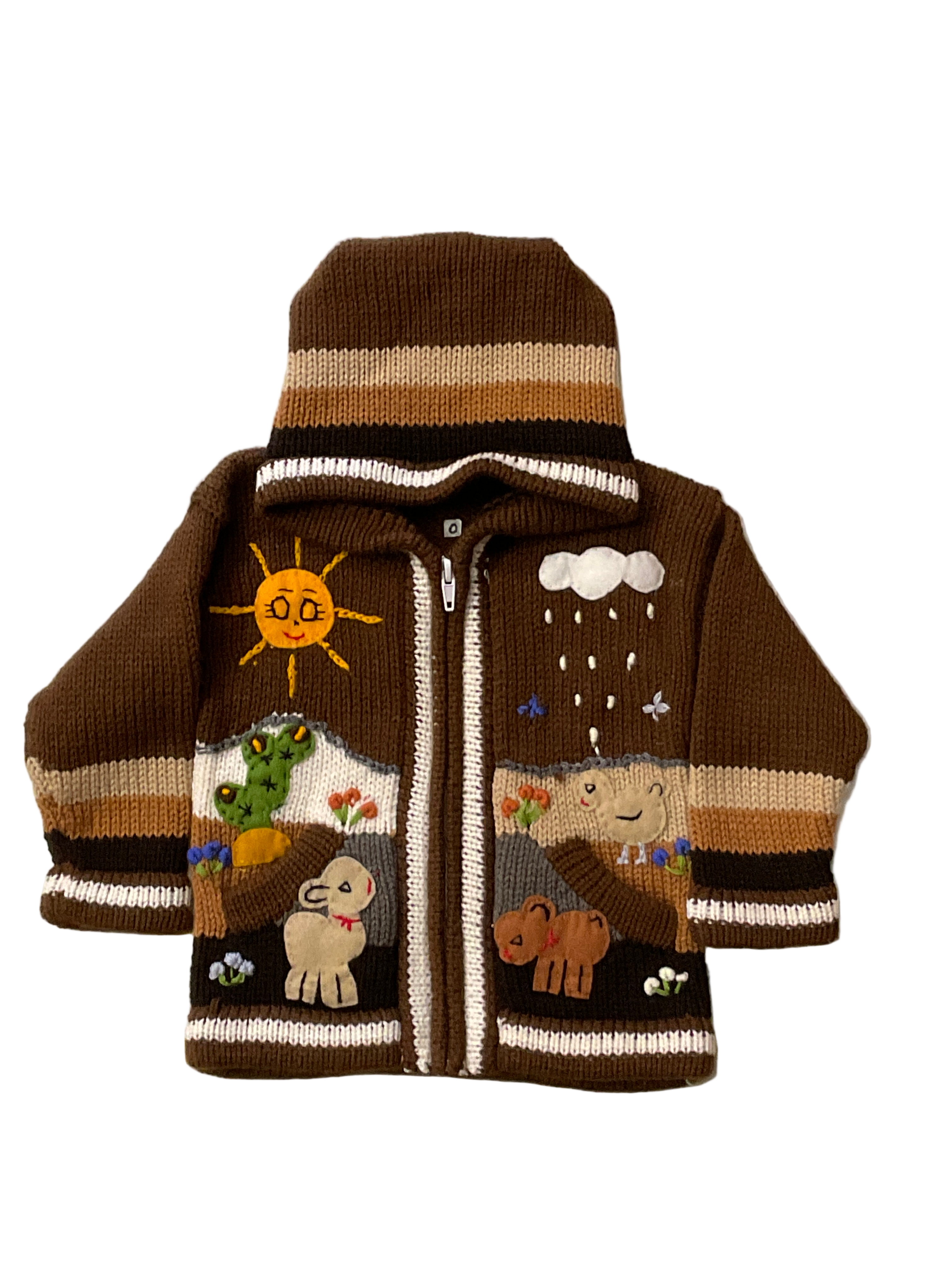 Suéter tipo cárdigan tejido a mano para niños