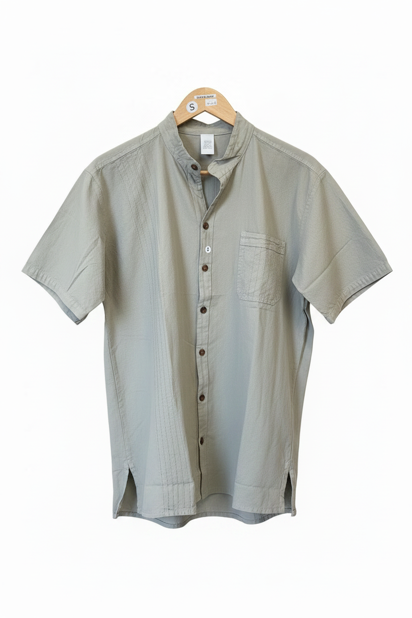 Button up organic cotton shirt noncollar “neru” (Camisa Abierta neru)