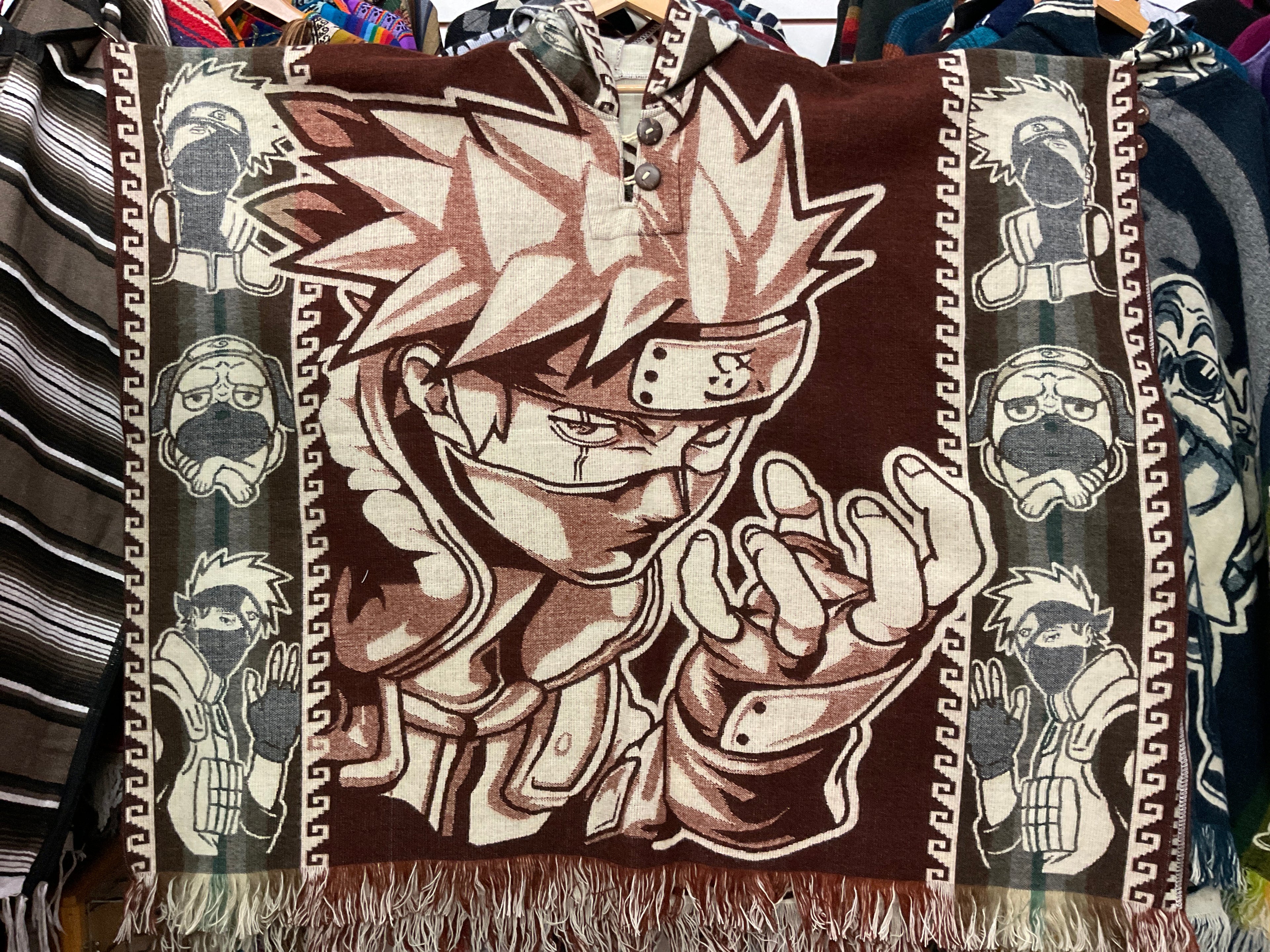 Alpaca Wool Poncho with Hood - Naruto