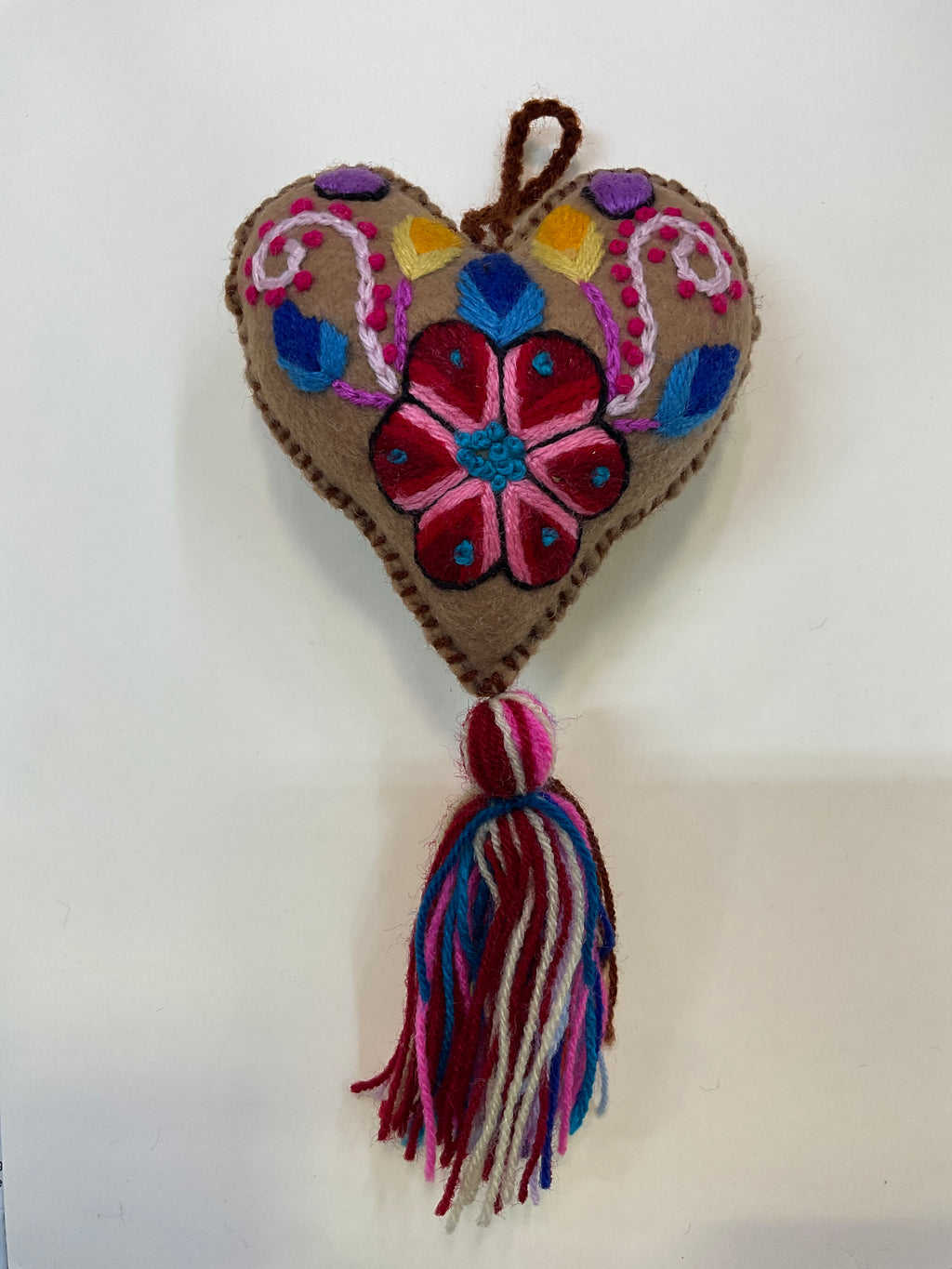 Embroidered Wool Heart Ornament