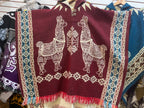 Alpaca Wool Poncho with Hood - Llamas