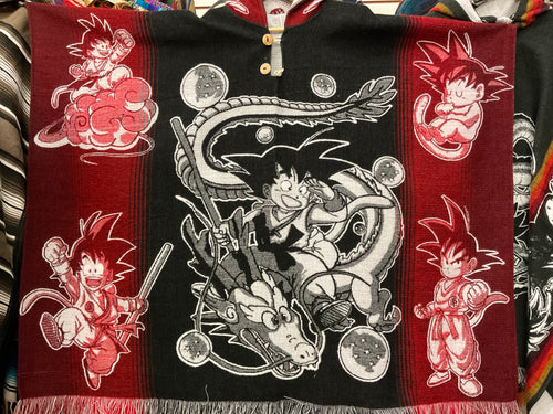 Alpaca Wool Poncho with Hood - Dragon Ball Z