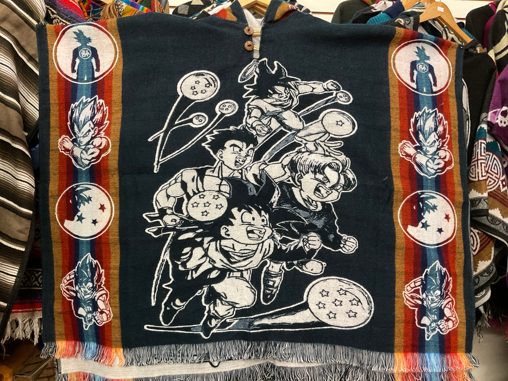 Alpaca Wool Poncho with Hood - Dragon Ball Z