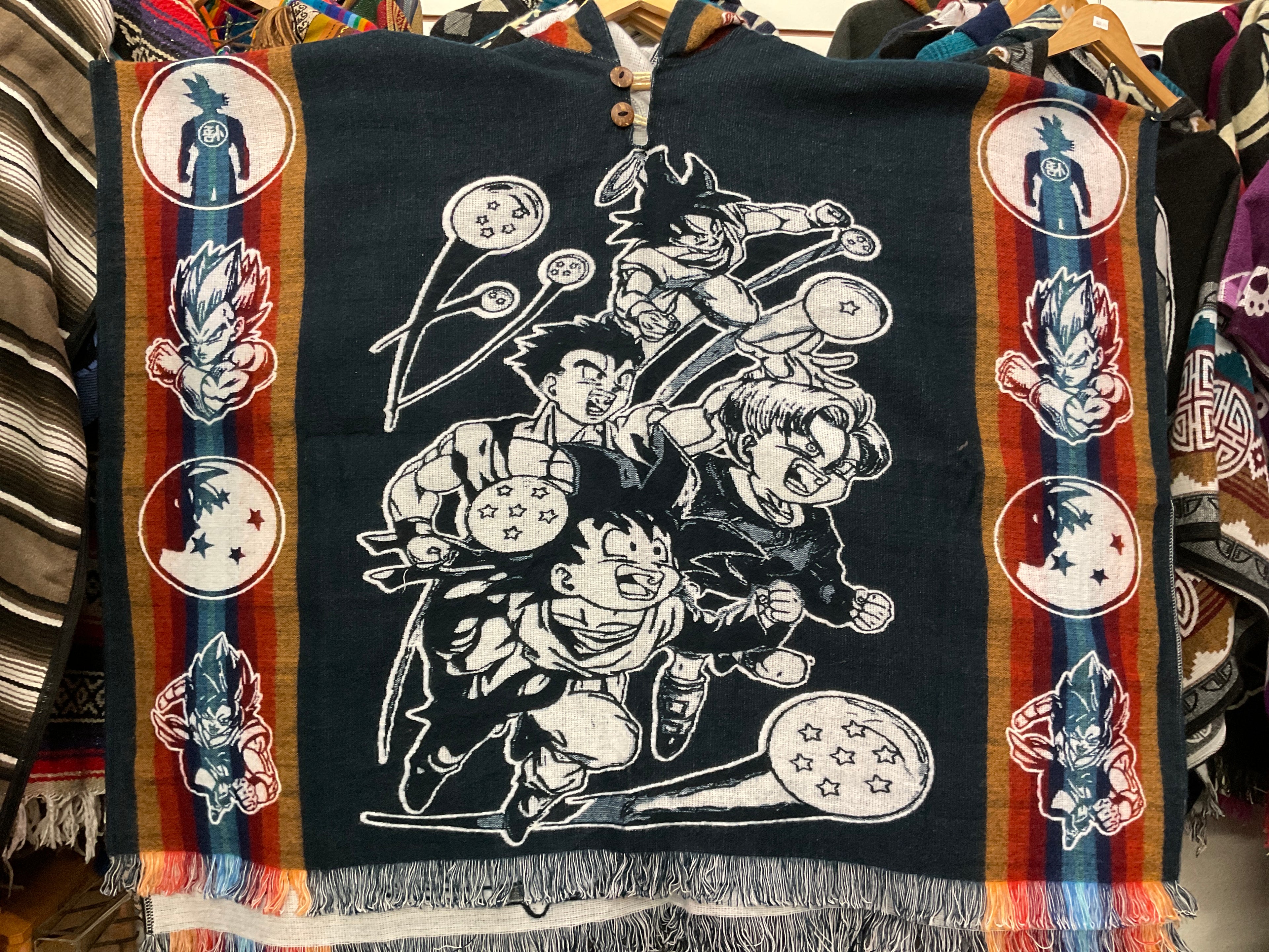 Alpaca Wool Poncho with Hood - Dragon Ball Z