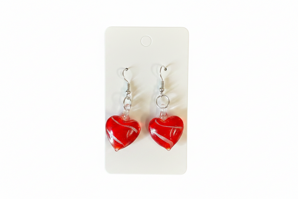Pendientes de Corazón de Cristal de Murano